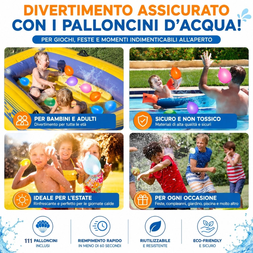 148 Palloncini d’Acqua Autosigillanti Riempimento Rapido 60 Secondi 668597