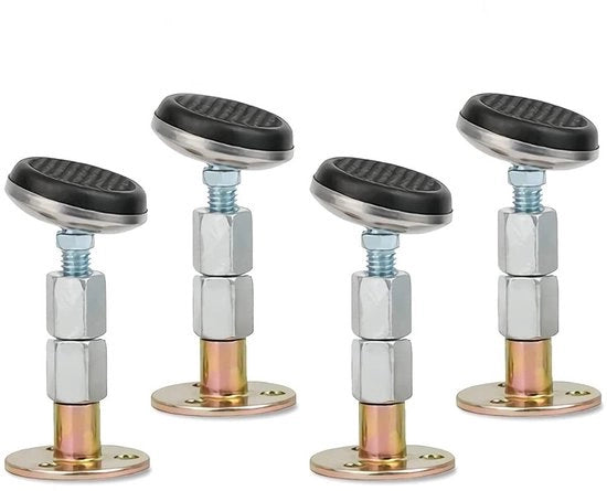 Struttura di Supporto per Letto - Accessori Antishock - Regolabile Viti - Testa Regolabile - Blocco Comparto Notte - 4 Pezzi - Previene lo Scuotimento - Stabilizzatore di Mobili