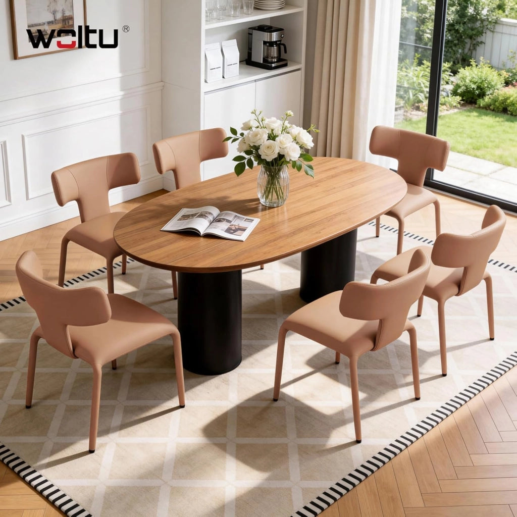 Set di 4 Sedie da Pranzo, Sedie Cucina con Schienale Curvo, Struttura Metallica, Rivestimento in Pelle Sintetica, per Sala da Pranzo, Soggiorno, Cucina,Marrone cammello chiaro