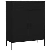 Robusto mobile contenitore moderno 80 x 35 x 101 cm con guide per cassetti a cuscinetti a sfera in acciaio nero 02_0046851