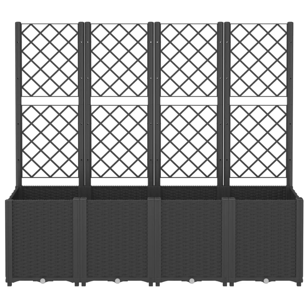 Fioriera rialzata per piante fiori terrazza giardino con traliccio 160 x 40 x 140 cm PP nero 02_0038265