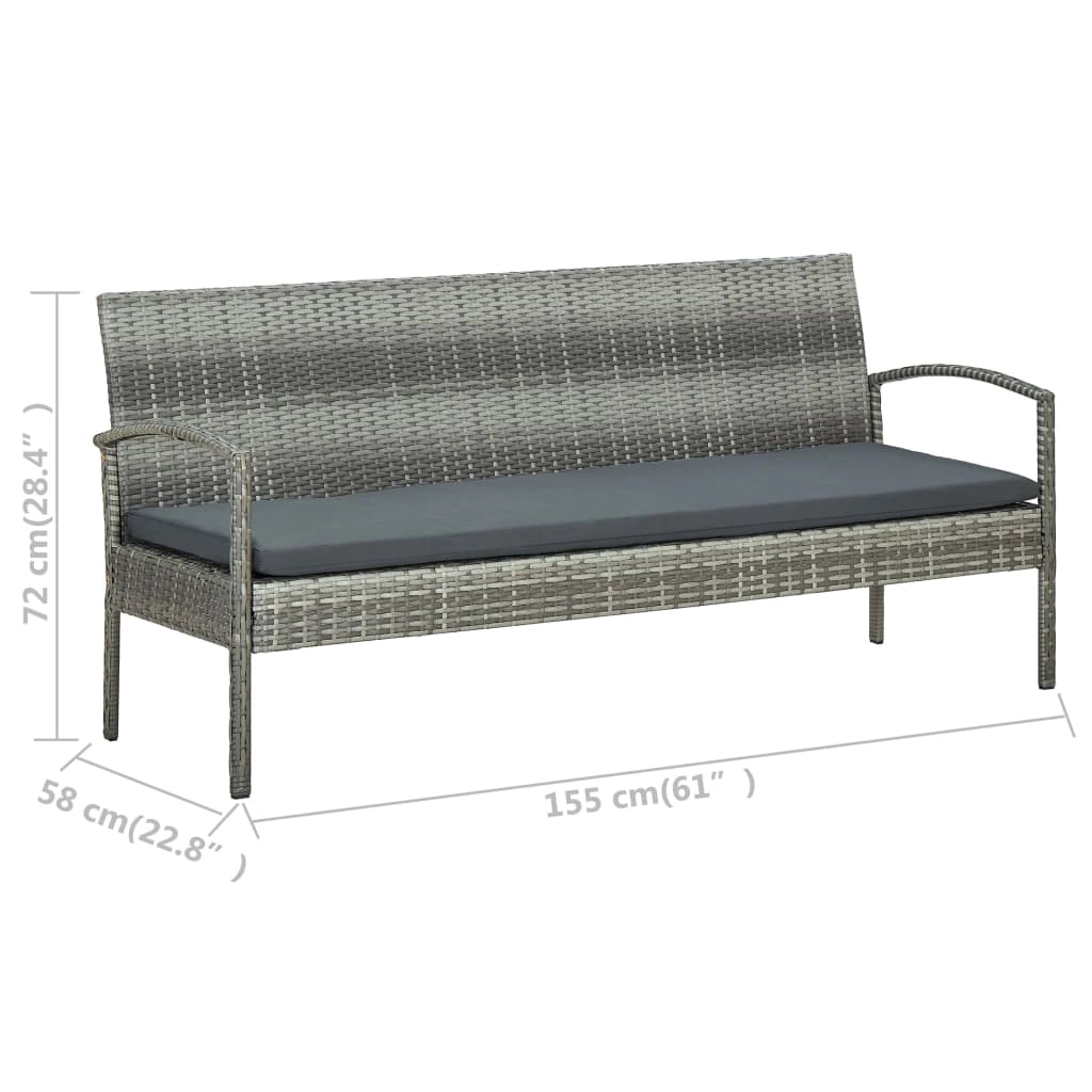 Set di mobili da giardino per esterni 5 pezzi con cuscini in polyrattan grigio 02_0016442