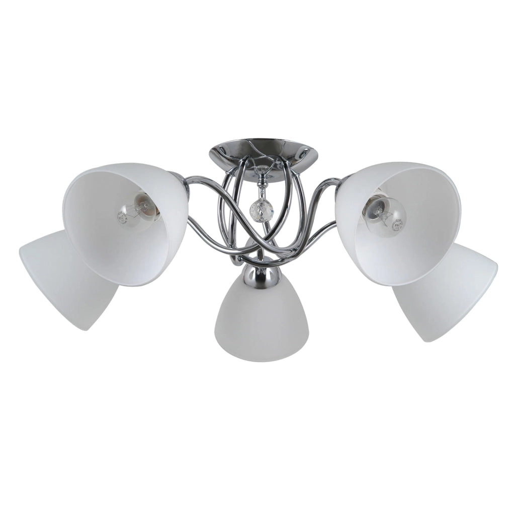 Lampadario Italux Lugano 5 Luci E27 Cromo Bianco Dimmerabile