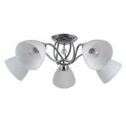 Lampadario Italux Lugano 5 Luci E27 Cromo Bianco Dimmerabile