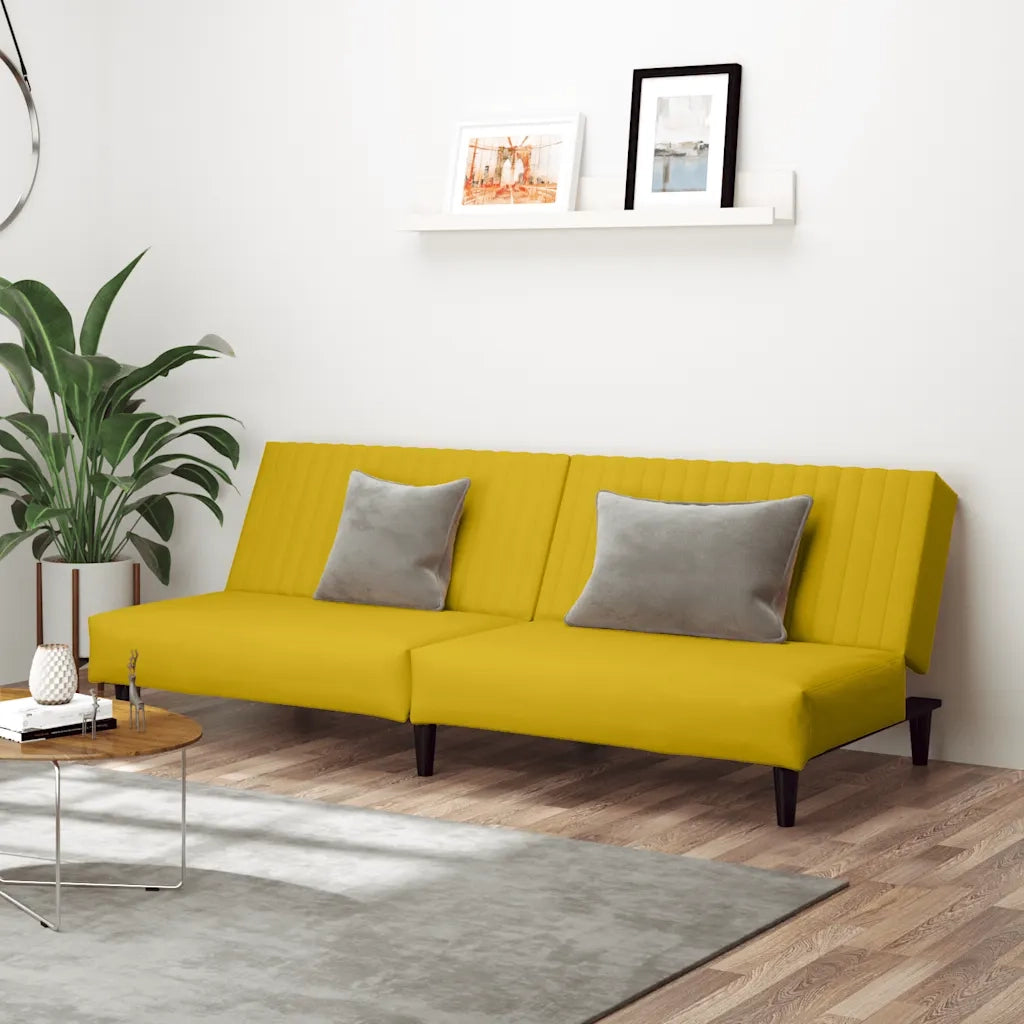 Divano Letto a 2 Posti Giallo in Vellutocod mxl 87902