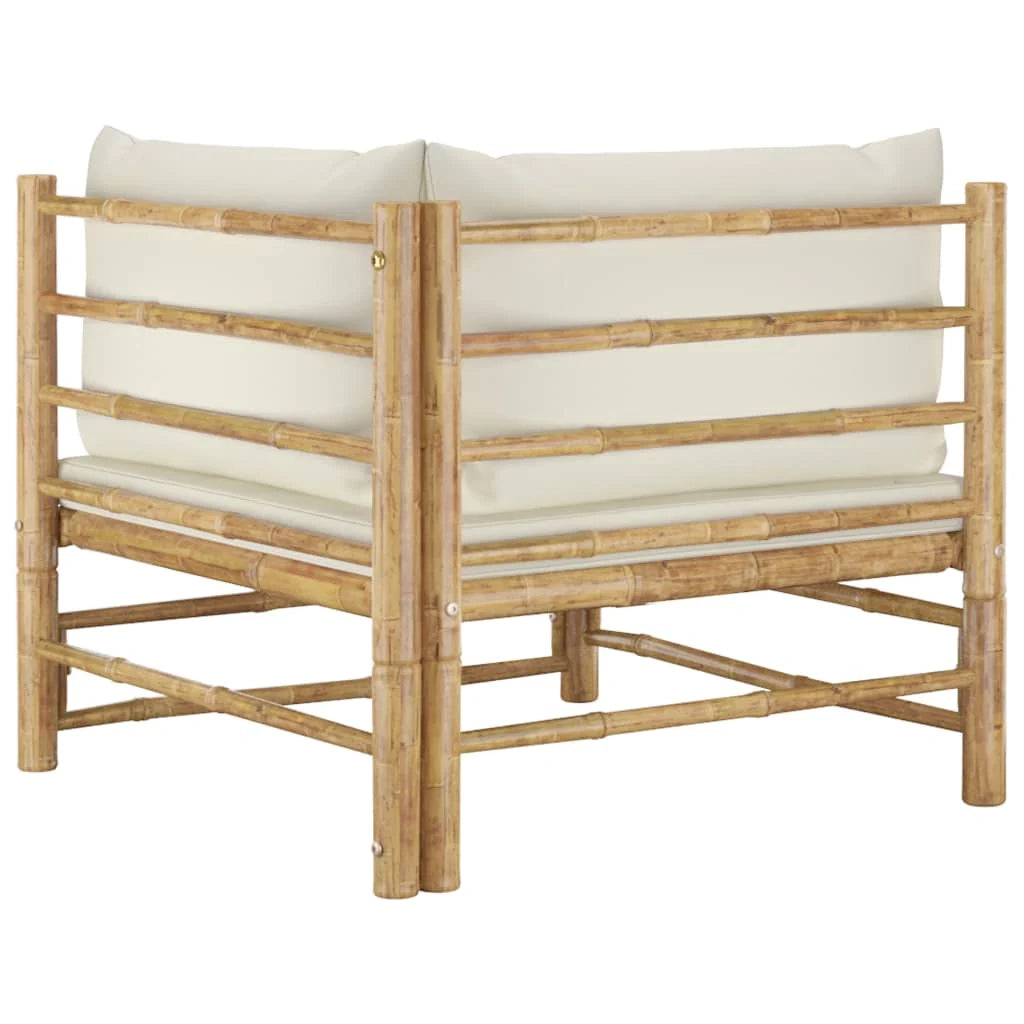 Set di mobili da giardino mobili da esterno set da 2 pezzi con cuscini bambù bianco crema 02_0015881