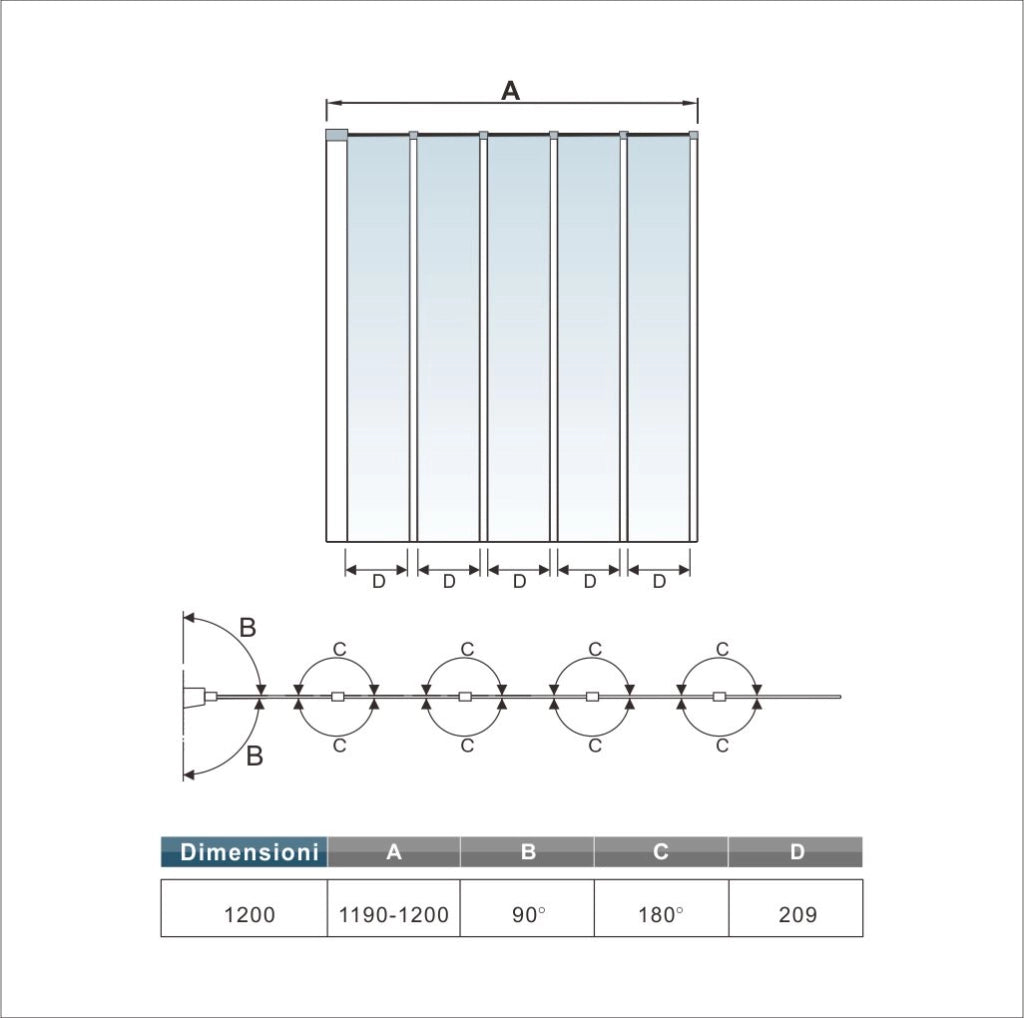 120x140 cm Sopravasca Parete Doccia per Vasca 5 Antine Pieghevoli a Libro Vetro Temperato Trasparente Da 4 mm Profilo Nero Opaco