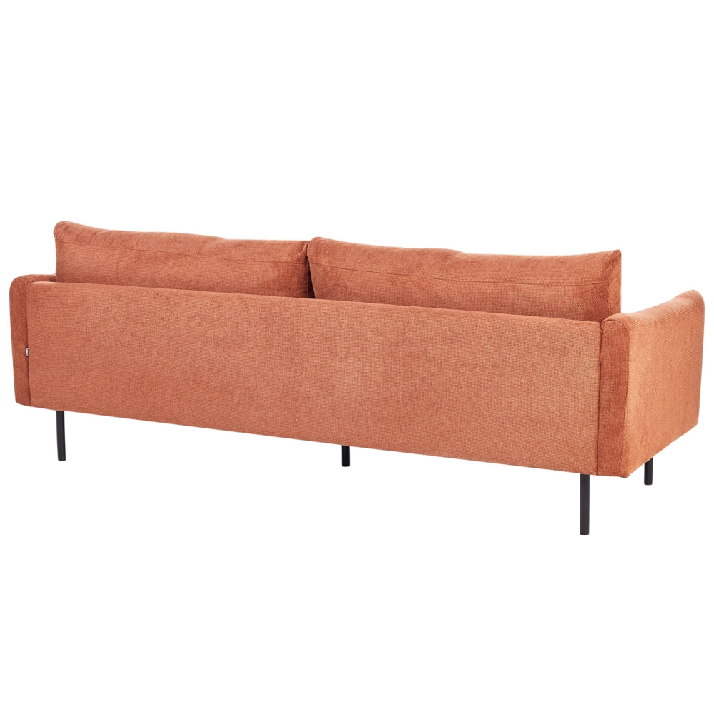 Divano moderno a 3 posti in tessuto di ciniglia marrone dorato sedile imbottito gambe nere Stile Retrò Moderno
