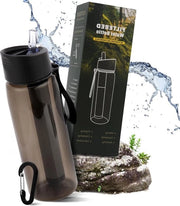 Filtro di emergenza per acqua potabile - filtro portatile per acqua - tappo per campeggio e escursioni - sopravvivenza e viaggi - nero