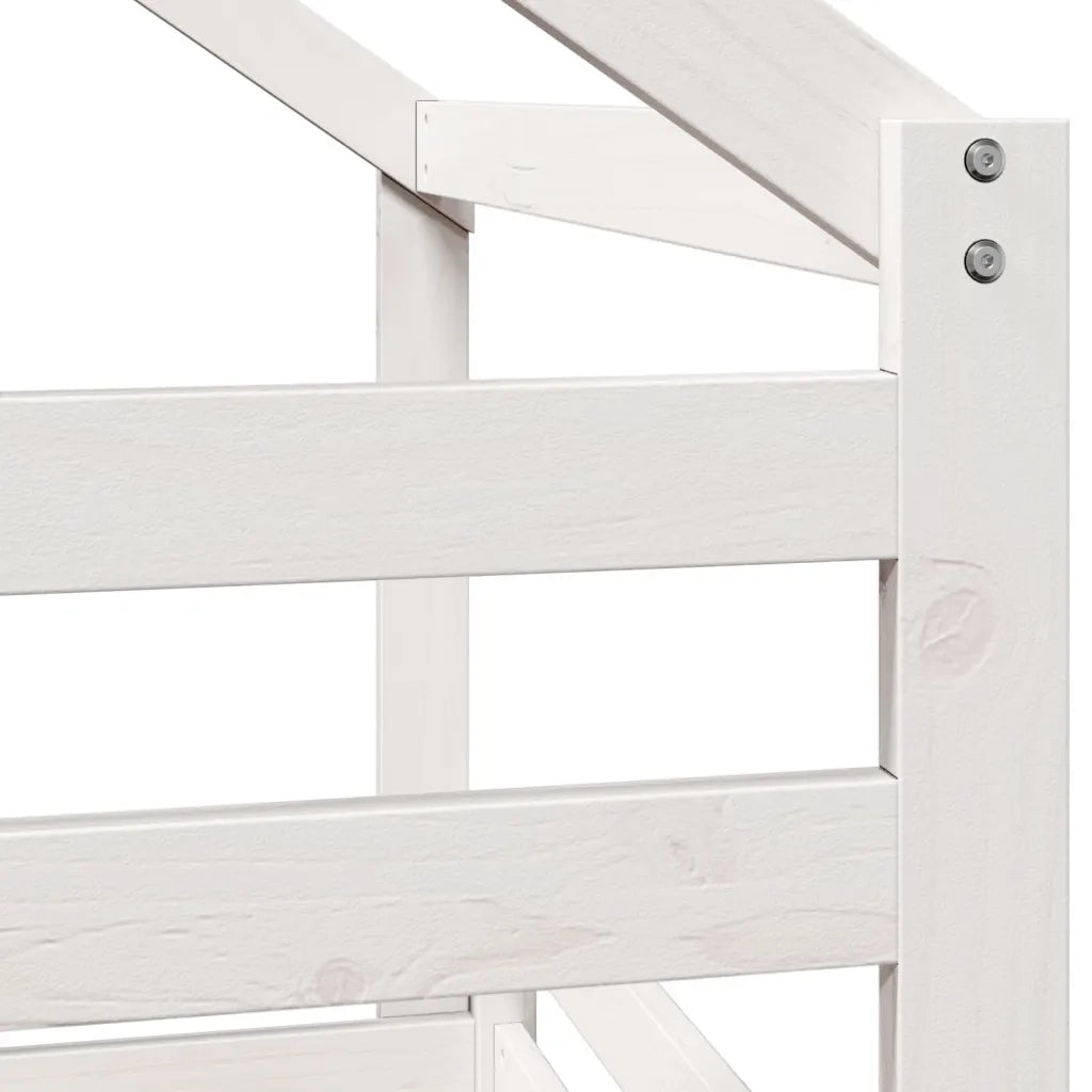 Letto a Castello con Tetto Bianco 80x200 cm Legno Massello Pino 3281959