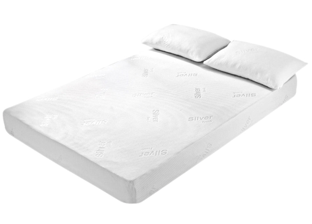 Coprimaterasso Imbottito Elasticizzato Anallergico Federe Cuscino Letto Made Italy - Piazza E Mezza - Silver
