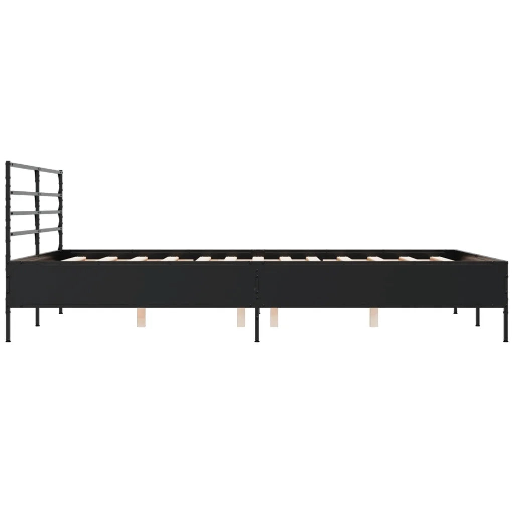 Giroletto Nero 150x200 cm in Legno Multistrato e Metallo 3280047