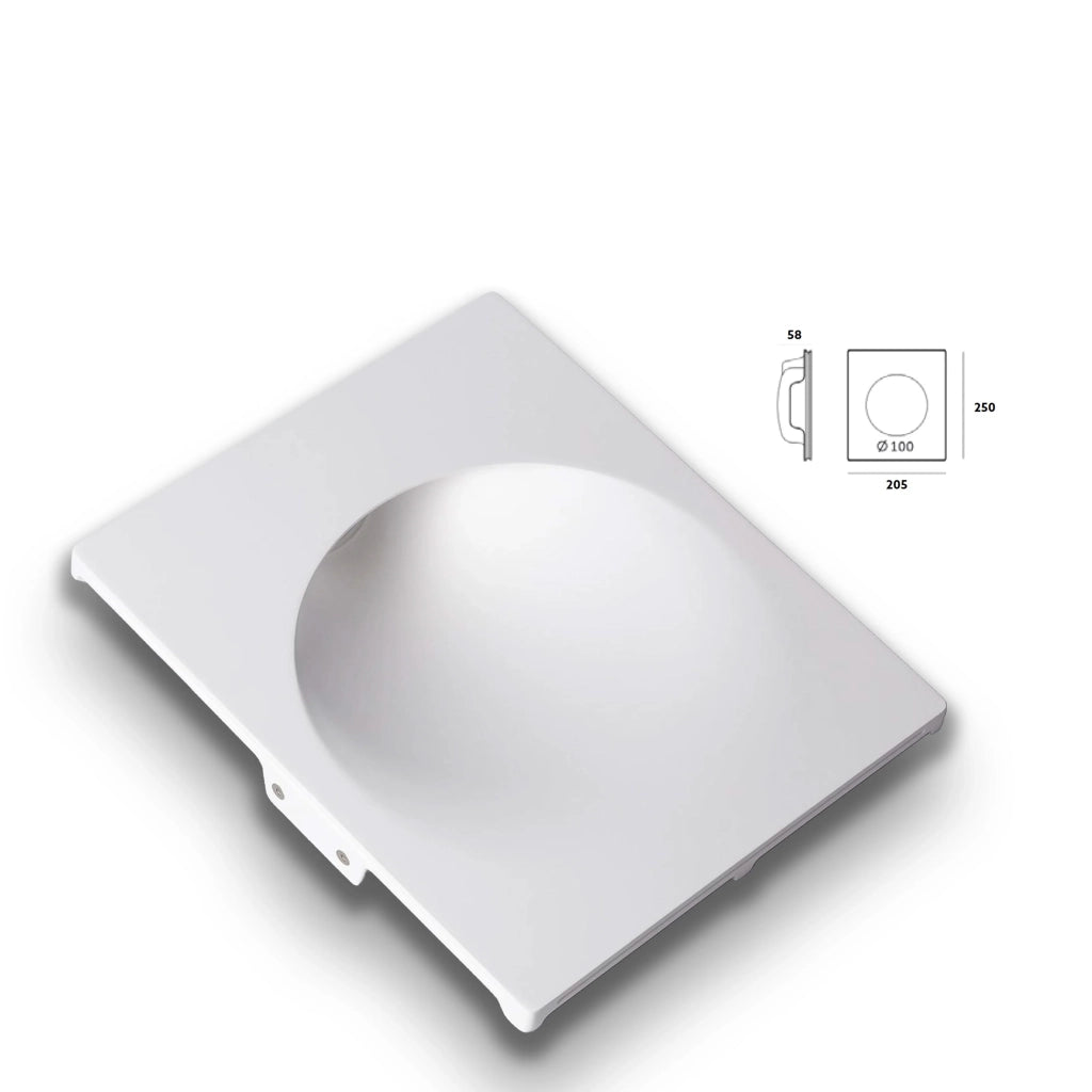 *STOCK* Portafaretto In Gesso Ceramico ad incasso GHOST 250x210x50mm foro 10cm 40W GU10 IP20