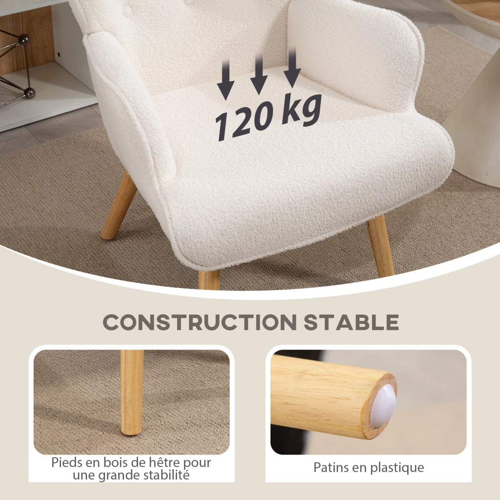 Poltrona Boucl¨¦ ¨C Zephmum ¨C Beige 71x74x96