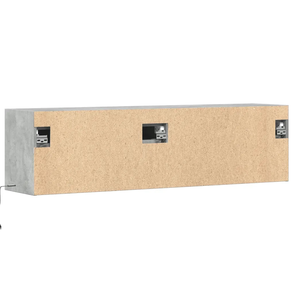 Mobile TV a Parete con Luci LED Grigio Cemento 140x31x38 cm