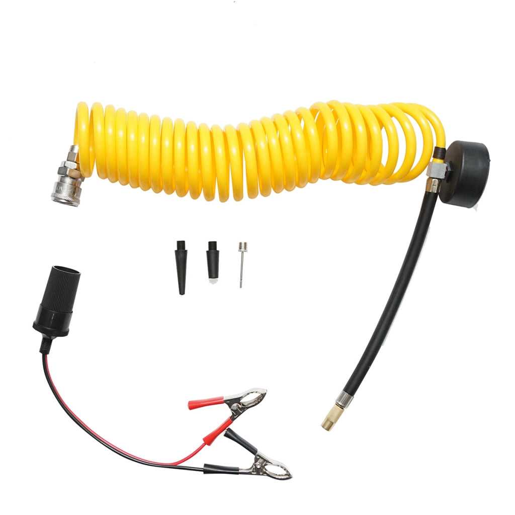 Compressore d’aria per gonfiaggio gomme 12V, 150 PSI, 85 l/min, 2 cilindri, cavo 3 m per presa accendisigari auto