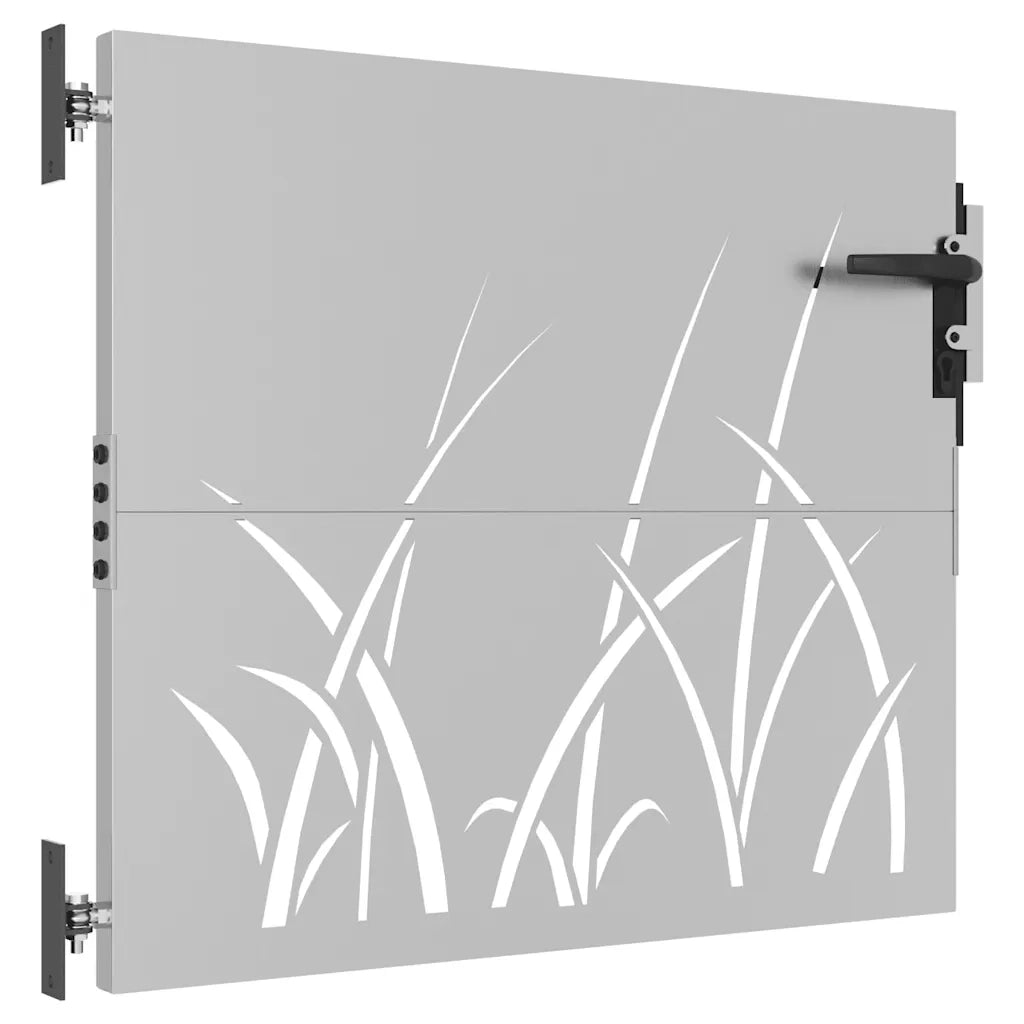 Cancello da giardino 85x100 cm in acciaio Corten con design erba 153221