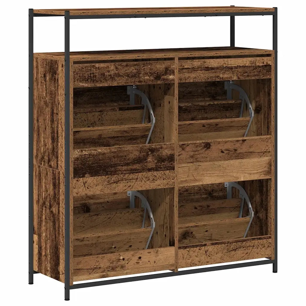 Mobile per scarpe con porta-Scarpiera Legno vecchio 100 x 34 x 112 cm