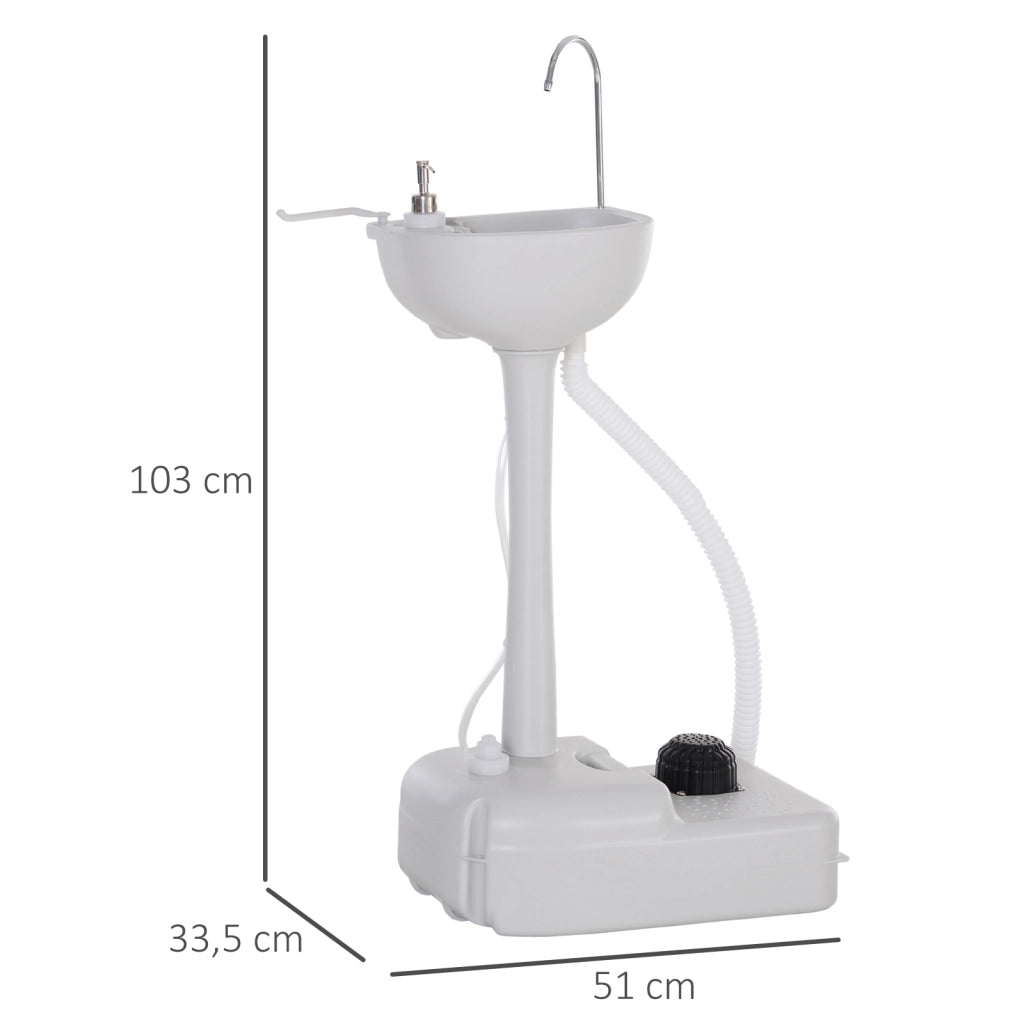 Lavabo portatile con serbatoio 17L ¨C Minimal ¨C grigio chiaro, 2 ruote, HDPE, dispenser sapone, porta asciugamani