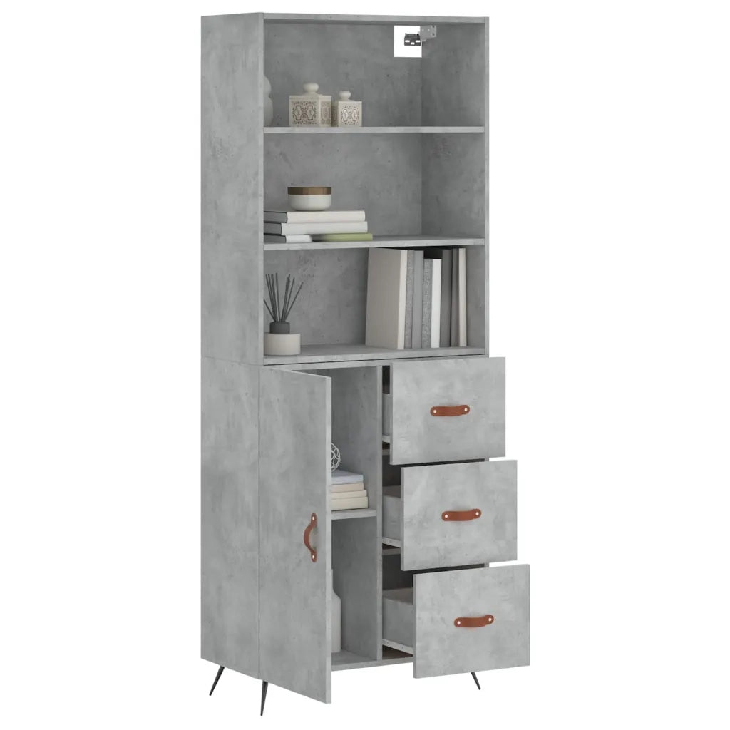 Credenza-Buffet-Armadio da cucina Grigio Cemento 69,5x34x180 cm in Legno Multistrato 524863