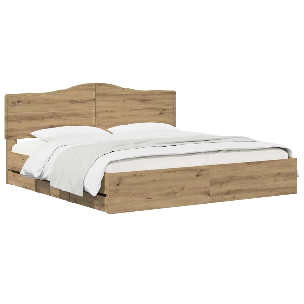 Bed Frame with Storage and Headboard Artisan Oak 180 x 200 cm 3445839