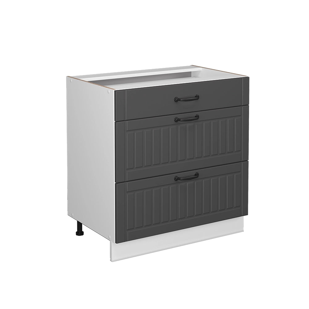 Vicco Mobiletto base per cucina Antracite casa di campagna 80 cm con 3 cassetti, senza piano di lavoro