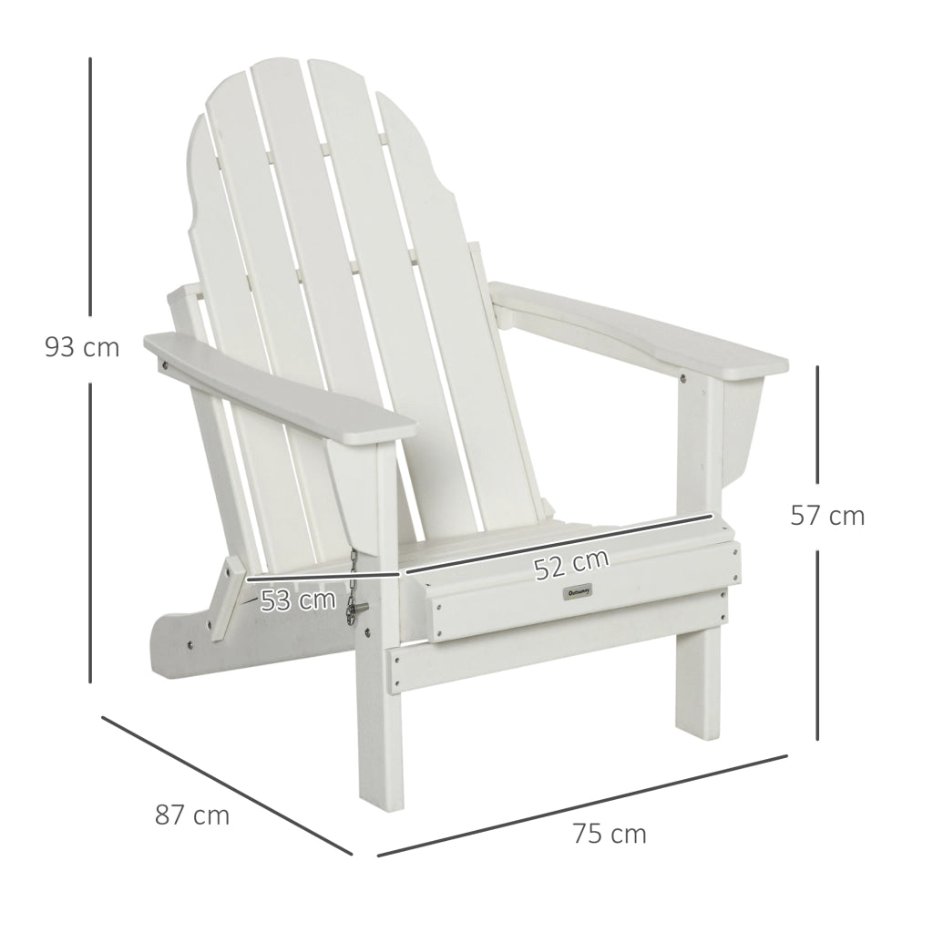 Sedia Adirondack pieghevole per balcone e giardino bianca