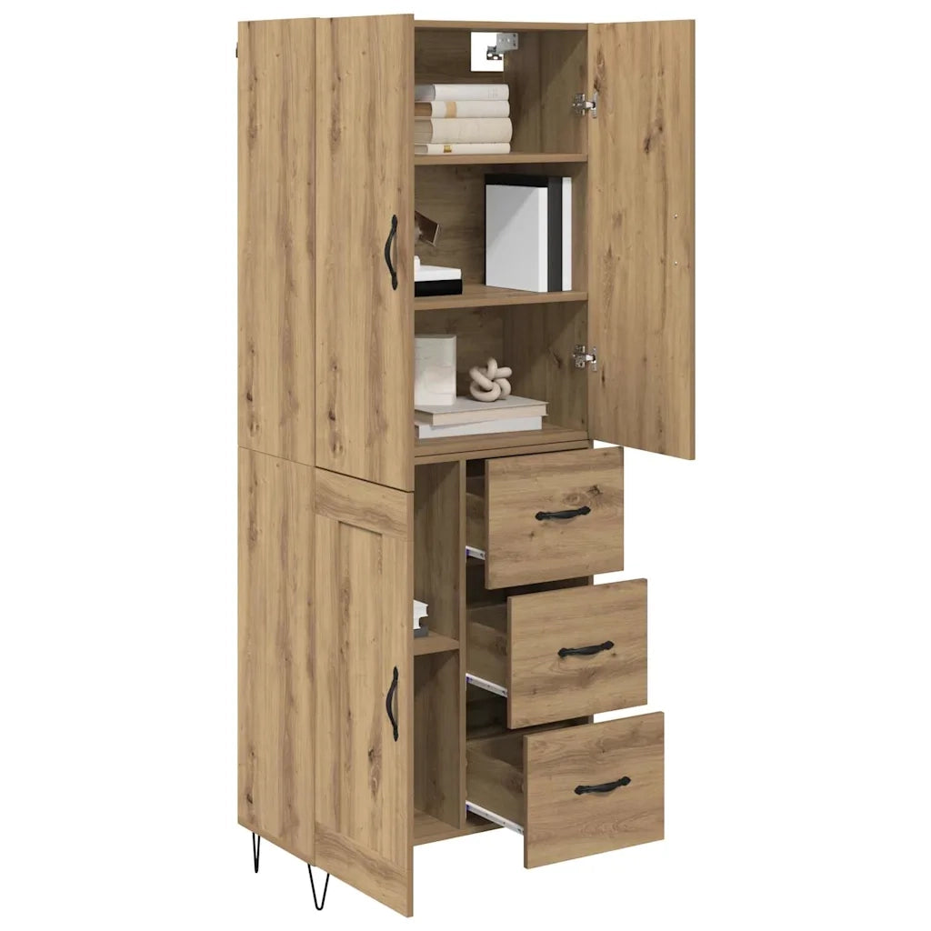 Credenza 2 pcs Rovere artigianale Legno ingegnerizzato e vetro 3415852