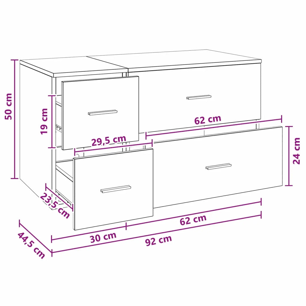 Set di mobili per il bagno 2 pz Rovere Nero 3404017