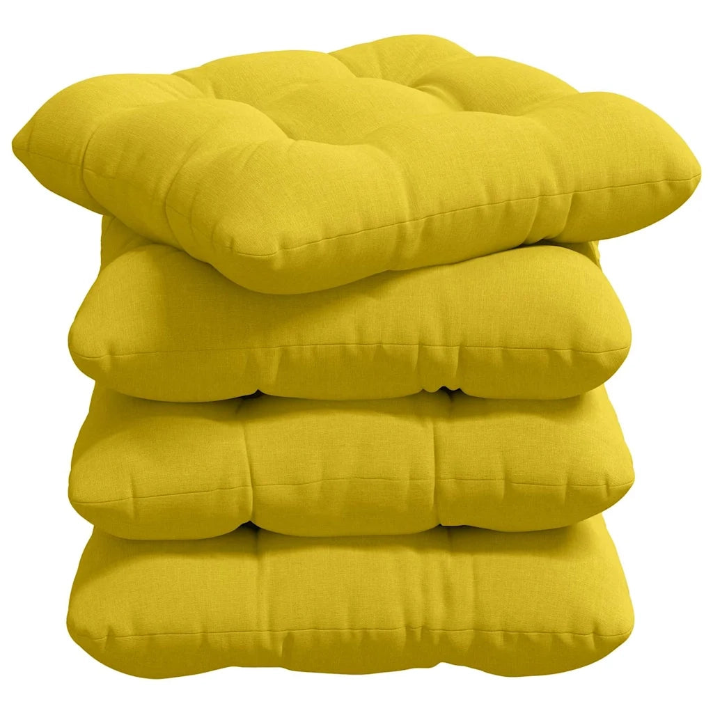 Cuscini per Seduta 4 pcs Giallo Chiaro 40 x 40 x 12 cm Tessuto