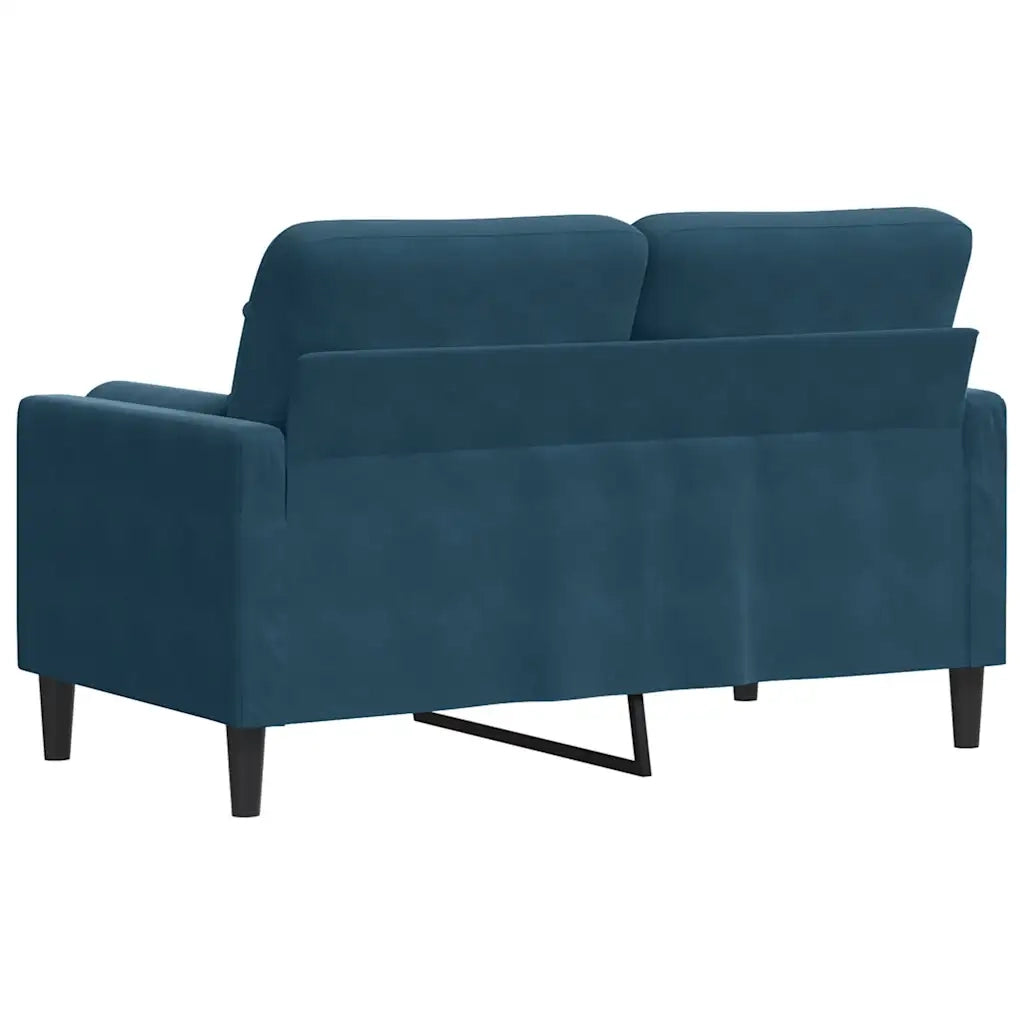 Divano a 2 Posti con Cuscini Blu 120 cm in Velluto 3278218