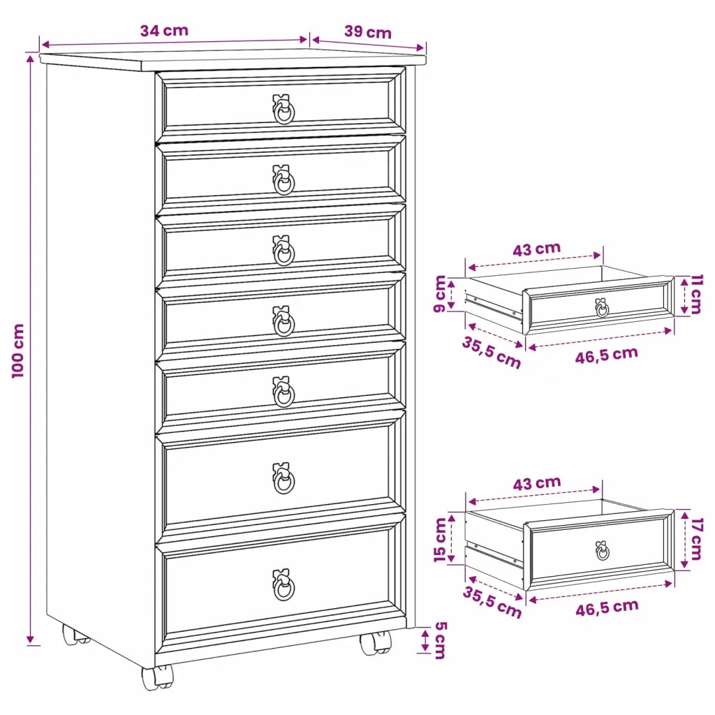 Armadietto Rotolante con Cassetti CORONA Marrone Miele 42040537