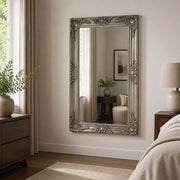 Baroque-style Wall Mirror, 50x80 Cm, Silver