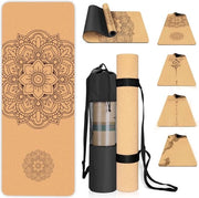 Mat di yoga, con cuscino, antiscivolo, design unico, spessore extra, cuscino naturale, tappeto di ginnastica TPE con borsa e cintura, per casa, pilates, aerobica, palestra e allenamento