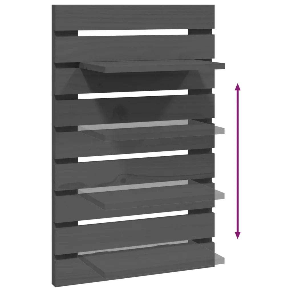 Mensole da Letto a Parete 2 pz Grigio Legno Massello di Pino 824770