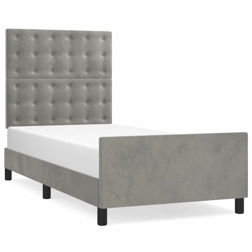 Giroletto senza Materasso Grigio Chiaro 90x200 cm Velluto 3125977
