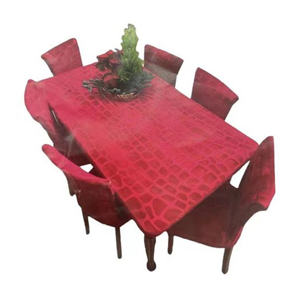 Trade Shop - Set Copritavolo E Coprisedia In Velluto Copertura Schienale Sedia E Tavolo X6 -