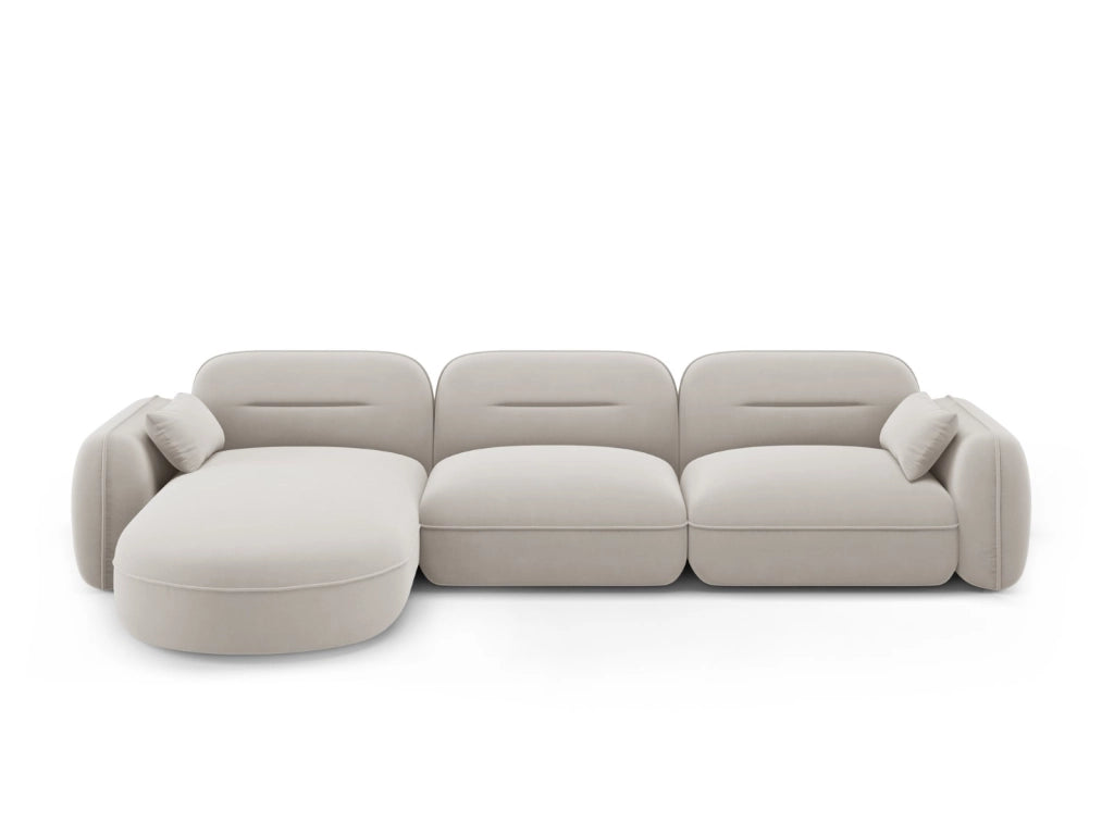 Cosmopolitan Design - Divano angolare modulare sinistro "Sydney" 4 posti in velluto beige chiaro 