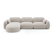 Cosmopolitan Design - Divano angolare modulare sinistro "Sydney" 4 posti in velluto beige chiaro 