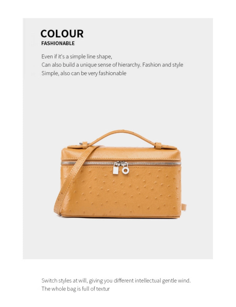 Borsa per il trucco da donna in vera pelle, utilizzabile a tracolla o a spalla, colore giallo.