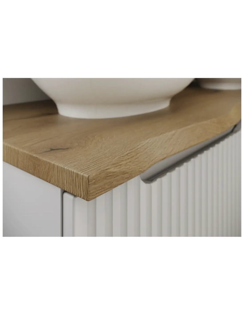 Piano per lavabo NATOURA 120,8 cm in MDF effetto rovere chiaro con bordo naturale