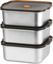 Set di 3 Contenitori in Acciaio Inossidabile per Alimenti 1100ml - Imprigionati, Stivabili & Resistenti al Congelamento