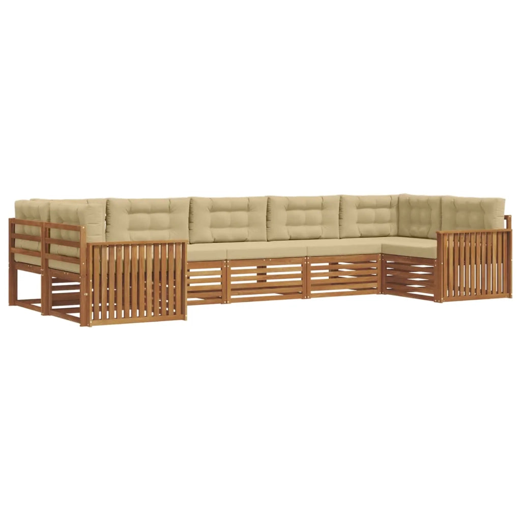 Set di divani da esterno con cuscino 7 pcs Naturale e Beige
