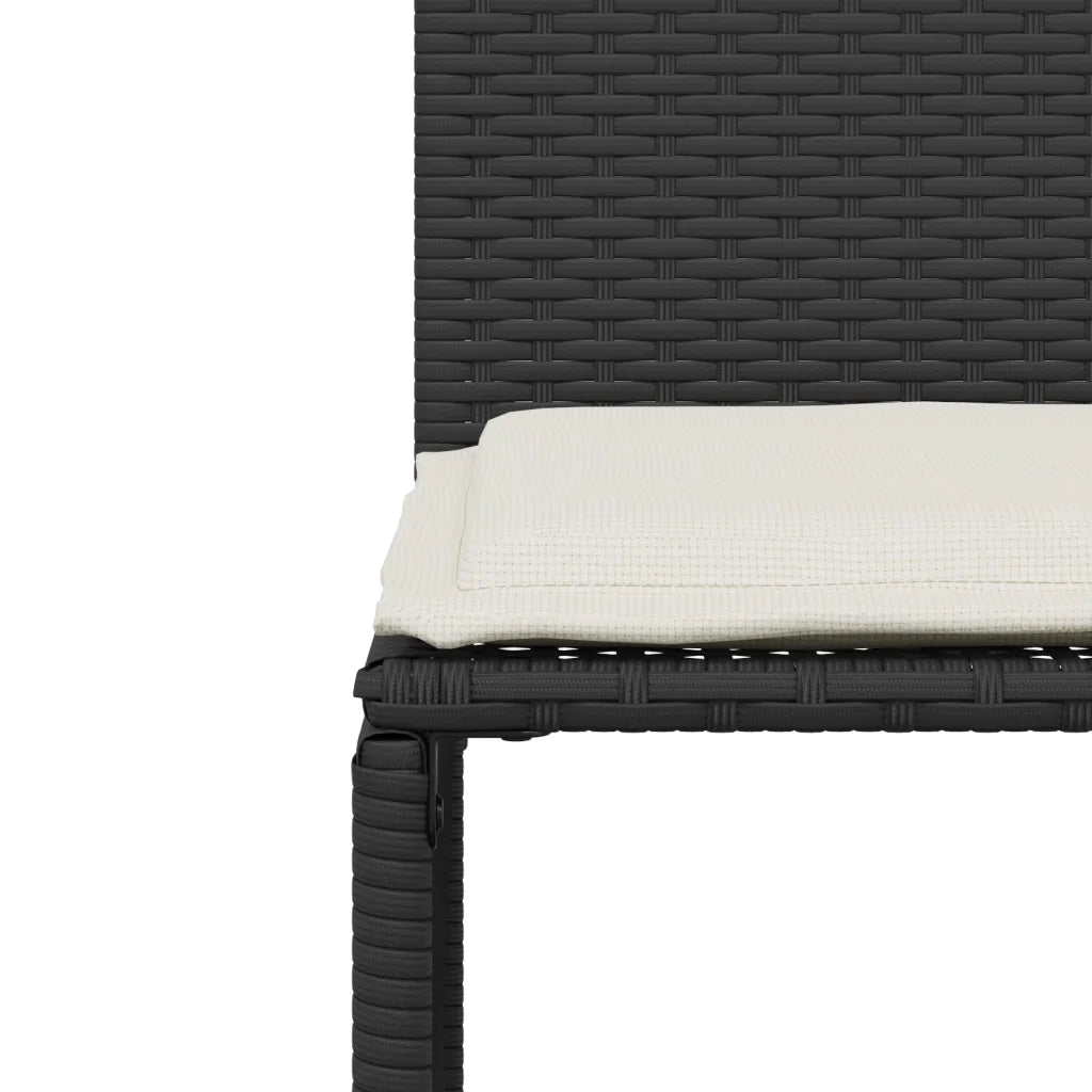 Set da Pranzo da Giardino 7 pz Nero con Cuscini in Polyrattan