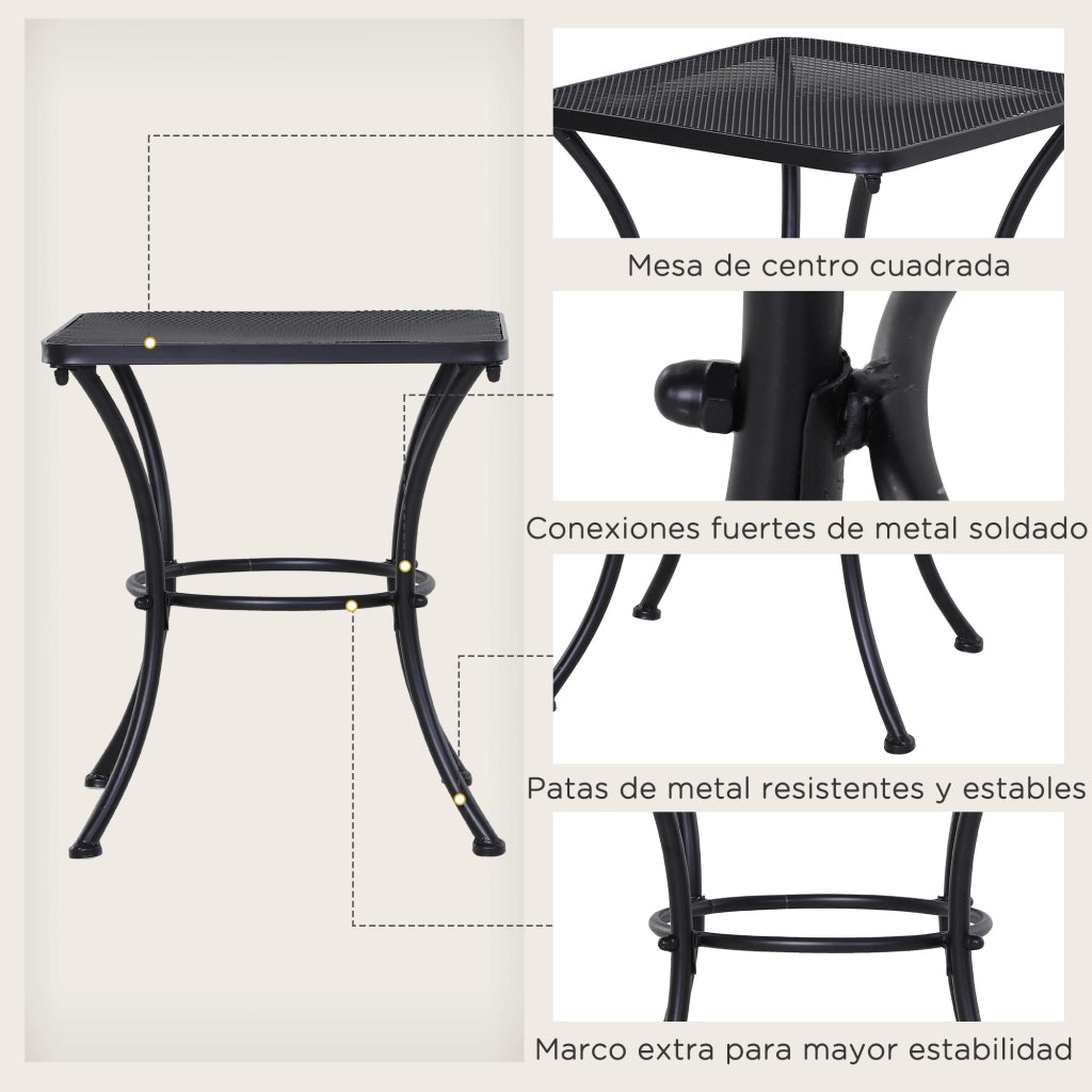 Tavolino Quadrato da Esterno con Struttura Metallo ¨C zephmum ¨C Nero 45x45x50 cm