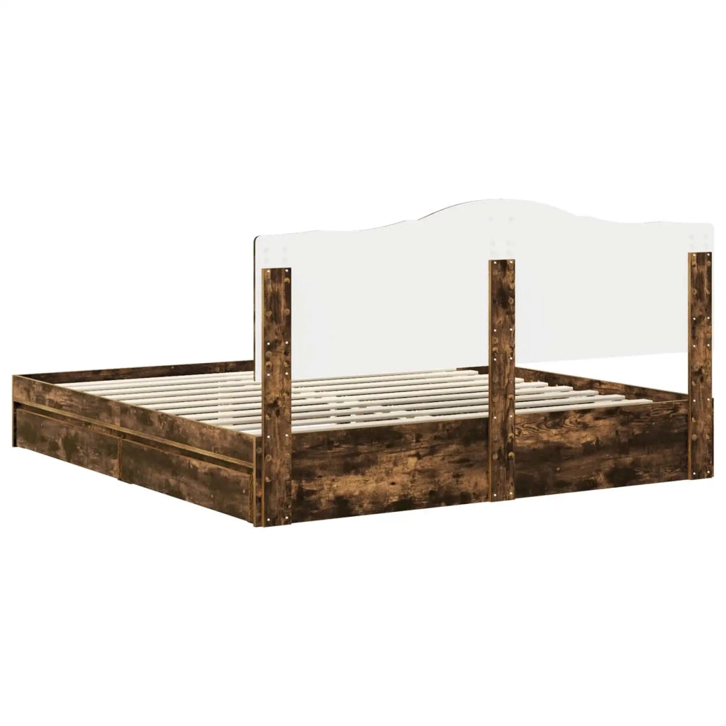 Letto con Contenitore con testiera Rovere fumé 180 x 200 cm