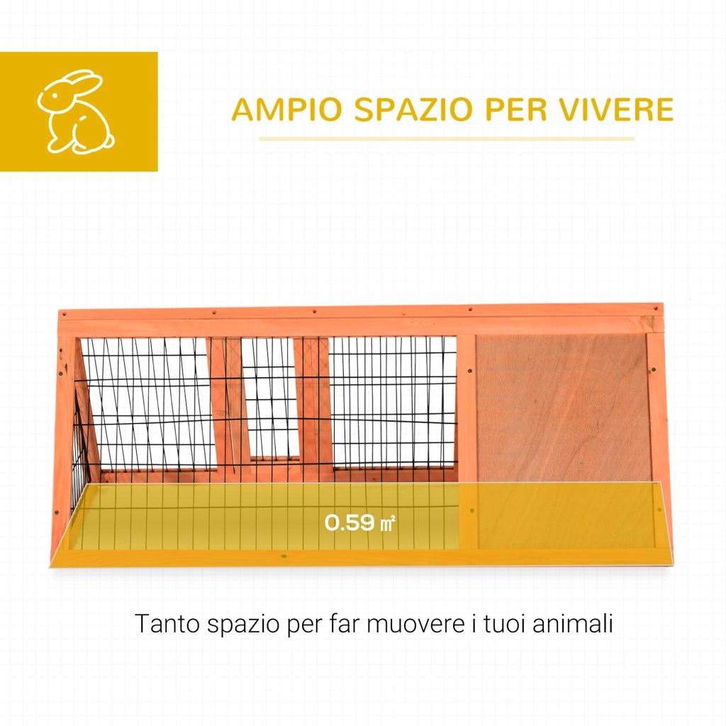 EasyComfort Gabbia per Conigli e Animali Domestici, Conigliera in Legno di Abete118 x 50 x 45 cm