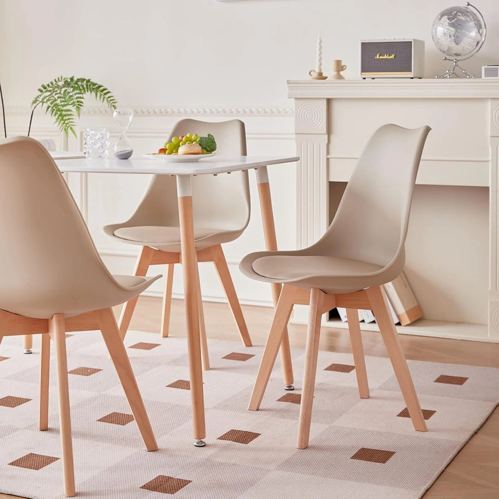 GrandCA HOME Tavolo da Pranzo e 6 Sedie da Pranzo Set da Sala da Pranzo Moderno, Tavolo da Cucina Rettangolare Struttura di Giunzione Sedie da Scrivania e da Cucina (6 sedie beige+1 tavolo)