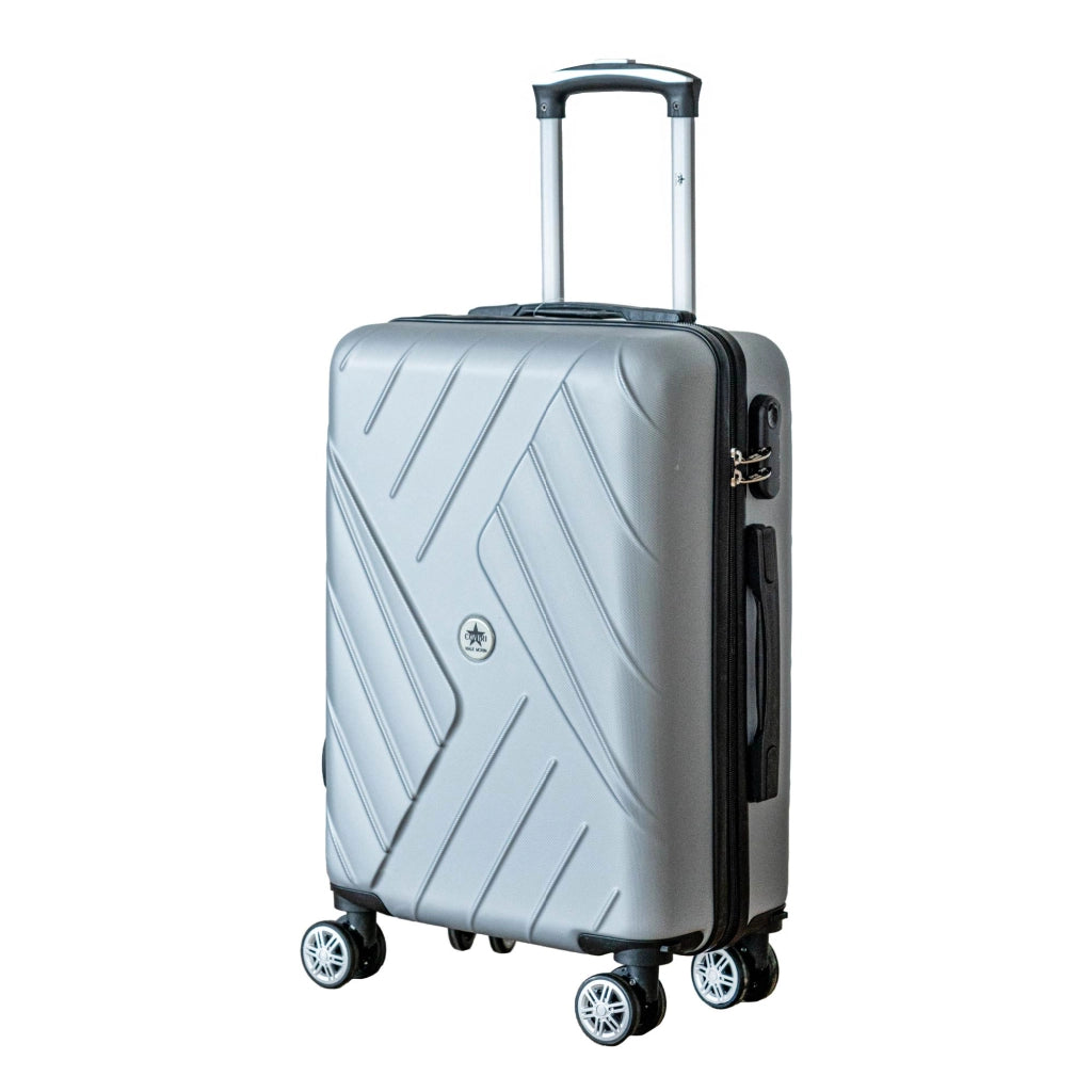 COVERI Trolley Bagaglio Mano Rigido 38x56x23 Piccolo Ultraleggero Valigia In Abs Con 4 Ruote Removibili Manico Chiusura Di Sicurezza Per Compagnie Low Cost Economy Zaino Da Viaggio Basilea-Argento
