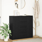 Credenza con Cassetti-Buffet-Armadio da cucina Rovere Nero 100,5x35x98,5 cm Truciolato